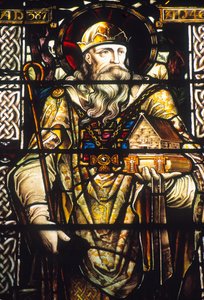 Glas-in-loodraam met afbeelding van St. Patrick door Irish School