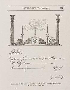 Oproep van de Grand Masters Lodge, midden 1700s