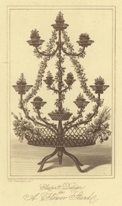 Elegante Ontwerp voor een Bloemenstandaard (gravure) door Isaac (after) Cruikshank