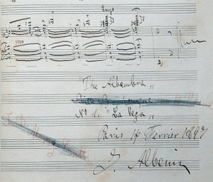 Bladmuziek voor de pianosuite La Vega met handtekening van Isaac Albeniz door Isaac Albeniz