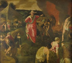 Parabel van het onkruid tussen de tarwe door Isaac Claesz. van Swanenburg (attributed to)