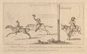 Westminster races, een politieke race in Convent Garden door Isaac Cruikshank