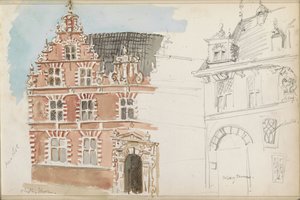 Stadhuis en de Waag te Hoorn door Isaac Gosschalk