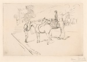 Amazone met begeleider door Isaac Israels (signed by artist)