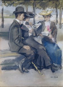 In het Bois de Boulogne bij Parijs door Isaac Israels (signed by artist)