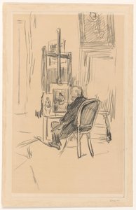 Jozef Israels in zijn atelier door Isaac Israels