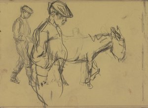 Twee studies van een ezeljongen en een ezel door Isaac Israels
