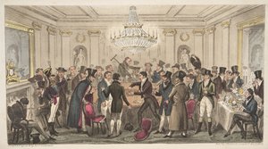 Interieur van een moderne hel - vide. De gemanipuleerde dobbelstenen, uit The English Spy, uitgegeven 1824 door Isaac Robert Cruikshank