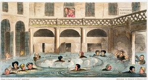 Openbaar baden in Bath, of levend stoven door Isaac Robert Cruikshank