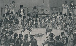 Bij de Koninklijke Cockpit, 1821 door Isaac, Robert and George Cruikshank