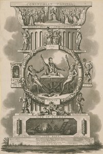 Korintisch Kapiteel, Rozen, Anjers en Tulpen; Ups en Downs, Ins en Outs van het Leven in Londen door Isaac, Robert and George Cruikshank