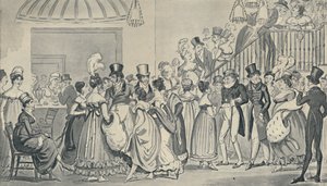 In de salon in Covent Garden, 1821, jaren 1920. Kunstenaars: Isaac Robert Cruikshank, George Cruikshank door Isaac, Robert and George Cruikshank