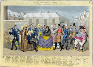 De Mathew-Orama voor 1824, uitgegeven door G. Humphrey, 1824 (gekleurde ets) door Isaac, Robert and George Cruikshank