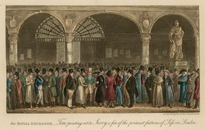 De Koninklijke Beurs: Tom wijst Jerry op enkele van de beste kenmerken van het leven in Londen door Isaac, Robert and George Cruikshank