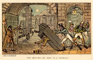 Tom krijgt het beste van een Charley door Isaac, Robert and George Cruikshank