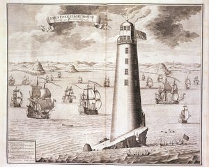 De Eddystone vuurtoren, gegraveerd door Hendrick Hulsbergh, 1713 door Isaac Sailmaker
