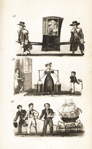 De Draagstoel, de Melkmeid en de Zeelieden en Schip door Isaac Taylor