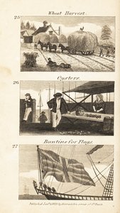 Ambachten in Regency Engeland: tarweoogst, oesters en buntine voor vlaggen