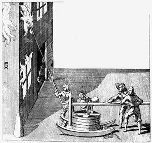 Brandweerwagen, uit Isaac de Caus Nouvelle Invention de Lever l