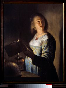 Jong meisje met een kaars door Isaac de Jouderville