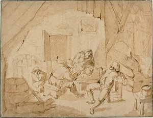Boeren drinken door Isaac van Ostade