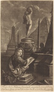 Adrian Beverland tekent van een standbeeld