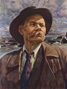 Portret van de Russische auteur Maxim Gorky door Isaak Israilevich (after) Brodsky