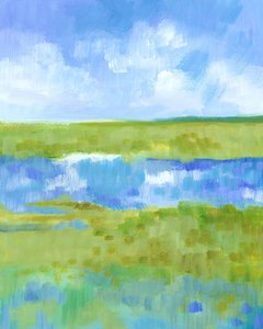 Abstract groen-blauw landschap