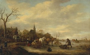 Winterscène door Isack van Ostade