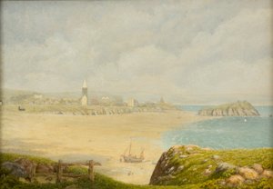 Tenby, het strand, 1870-1927 door Isambard Owen