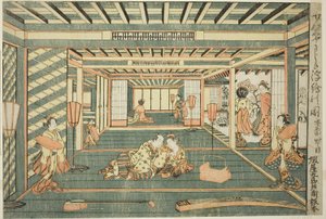 Perspectiefbeeld van een grote kamer (Senjojiki uki-e no zu)