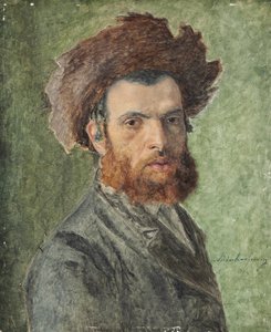 Portret van een jonge chassidische jood door Isidor Kaufmann