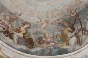 Engelen, muzikale engelen en putti (detail)