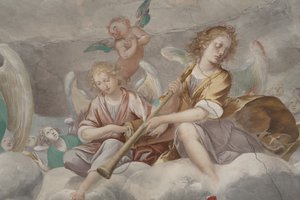 Engelen, muzikale engelen en putti (detail) door Isidoro Bianchi