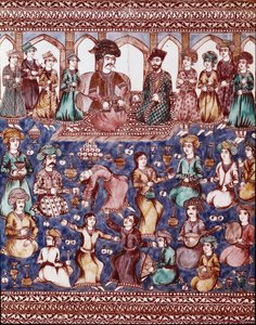 Islamitische kunst: muzikanten en dansers van het hof van Nasser-al-Din