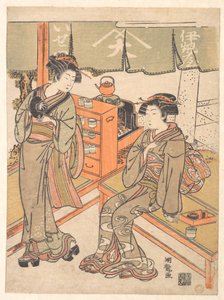 In het theehuis Ise-ya door Isoda Koryusai