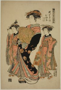 Kaoru van de Shin-Kanaya, uit de serie "Modellen voor Mode: Nieuwe Ontwerpen zo Fris als Jonge Bladeren (Hinagata wakana no hatsu moyo)"