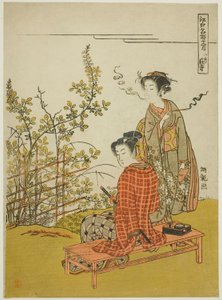 De Achtste Maand bij de Hagi Tempel (Hachigatsu Hagidera), uit de serie "Beroemde Plaatsen in Edo in de Twaalf Maanden (Edo meisho junigatsu)"