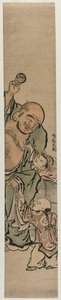 Twee kinderen die Hotei om een juweel smeken, ca. 1770s