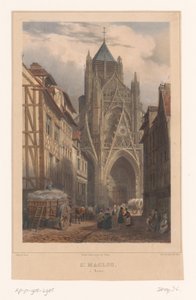 Zicht op Kerk van Saint-Maclou in Rouen door Isodore Laurent Deroy
