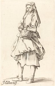 Boerin met Mand, Naar Links Gekeerd door Israel Henriet after Jacques Callot