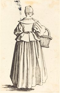 Boerin met Mand, van Achteren Gezien door Israel Henriet after Jacques Callot