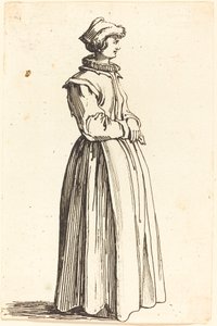 Jonge Vrouw, in Profiel, naar Rechts Kijken door Israel Henriet after Jacques Callot