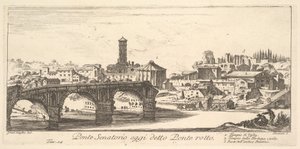 Senatoriale brug, tegenwoordig de Ponte Rotto (Gebroken Brug) door Israël Silvestre