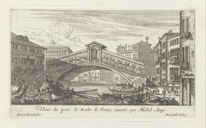 Uitzicht op de Rialtobrug en het Canal Grande, Venetië door Israël Silvestre