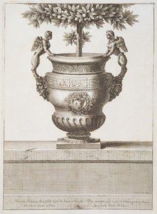 Bronzen urnen zoals gebruikt voor citrusbomen, illustratie uit 