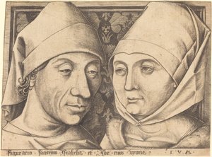 Dubbelportret van Israhel van Meckenem en zijn vrouw Ida, c. 1490