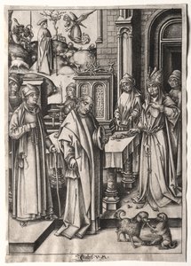 Hogepriester die het Offer van Joachim afwijst door Israhel van Meckenem
