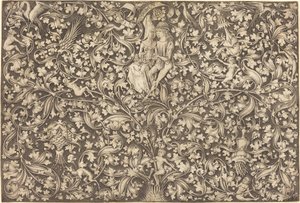 Ornamentpaneel met twee geliefden, ca. 1490-1500 door Israhel van Meckenem