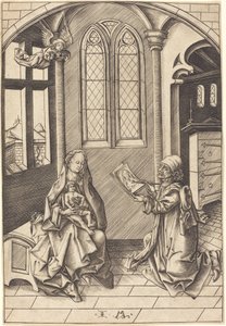 Sint Lucas Tekent een Portret van de Maagd door Israhel van Meckenem